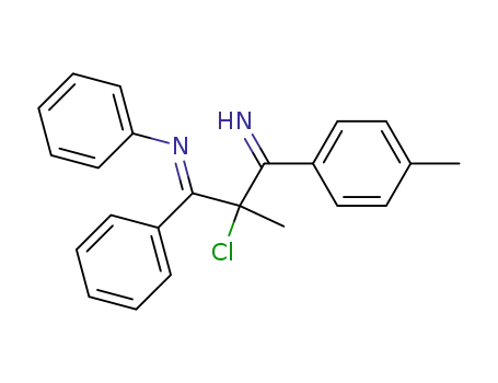 Molecular Structure of 88039-24-1 (Benzenamine,
N-[2-chloro-3-imino-2-methyl-3-(4-methylphenyl)-1-phenylpropylidene]-)