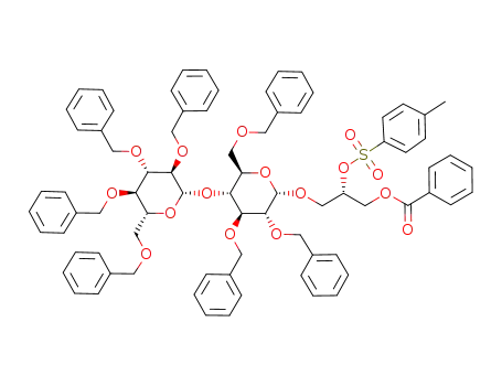 Benzoic acid (S)-3-[(2S,3R,4S,5R,6R)-3,4-bis-benzyloxy-6-benzyloxymethyl-5-((2S,3R,4S,5R,6R)-3,4,5-tris-benzyloxy-6-benzyloxymethyl-tetrahydro-pyran-2-yloxy)-tetrahydro-pyran-2-yloxy]-2-(toluene-4-sulfonyloxy)-propyl ester