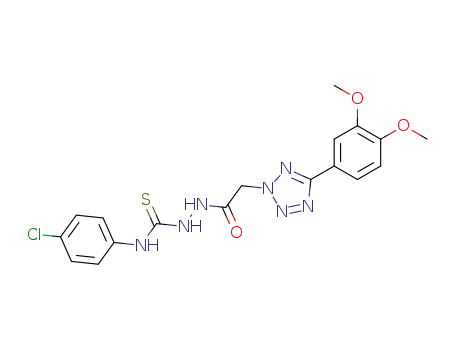 Molecular Structure of 94771-99-0 (2H-Tetrazole-2-acetic acid, 5-(3,4-dimethoxyphenyl)-, 2-(((4-chlorophe nyl)amino)thioxomethyl)hydrazide)