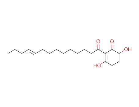 Molecular Structure of 112727-26-1 (2-Cyclohexen-1-one, 3,6-dihydroxy-2-(1-oxo-10-tetradecenyl)-, (E)-)