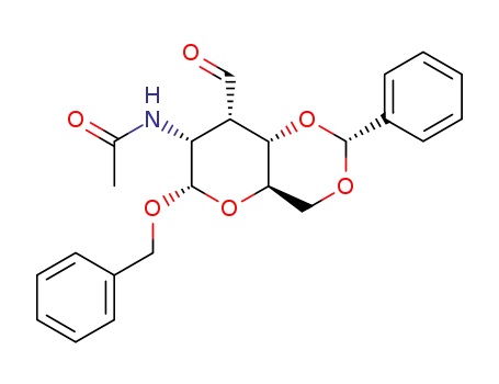 Molecular Structure of 63593-11-3 (benzyl 2-acetamido-4,6-O-benzylidene-2,3-dideoxy-3-C-formyl-α-D-allopyranoside)