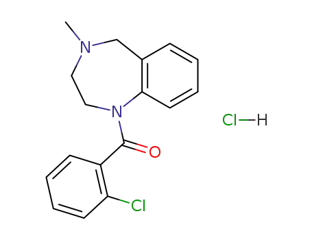 Molecular Structure of 91855-90-2 (1H-1,4-Benzodiazepine,
1-(2-chlorobenzoyl)-2,3,4,5-tetrahydro-4-methyl-, monohydrochloride)