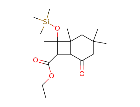 Molecular Structure of 82084-31-9 (1,3,3,8-Tetramethyl-5-oxo-8-trimethylsilanyloxy-bicyclo[4.2.0]octane-7-carboxylic acid ethyl ester)