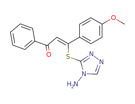 Molecular Structure of 144459-28-9 (2-Propen-1-one,
3-[(4-amino-4H-1,2,4-triazol-3-yl)thio]-3-(4-methoxyphenyl)-1-phenyl-)