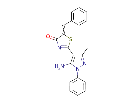 4(5H)-Thiazolone,
2-(5-amino-3-methyl-1-phenyl-1H-pyrazol-4-yl)-5-(phenylmethylene)-