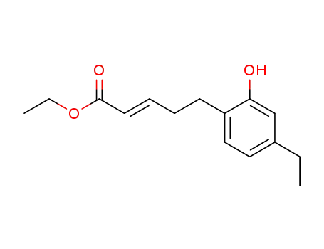 Molecular Structure of 130255-06-0 (ethyl E-5-(4-ethyl-2-hydroxyphenyl)-2-pentenoate)
