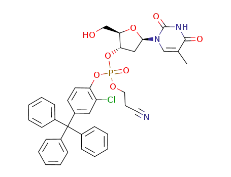 Phosphoric acid 2-chloro-4-trityl-phenyl ester 2-cyano-ethyl ester (2R,3S,5R)-2-hydroxymethyl-5-(5-methyl-2,4-dioxo-3,4-dihydro-2H-pyrimidin-1-yl)-tetrahydro-furan-3-yl ester