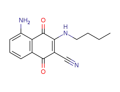 Molecular Structure of 79453-57-9 (2-Naphthalenecarbonitrile,
5-amino-3-(butylamino)-1,4-dihydro-1,4-dioxo-)