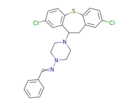 Molecular Structure of 86758-91-0 (1-Piperazinamine, 4-(2,8-dichloro-10,11-dihydrodibenzo(b,f)thiepin-10- yl)-N-(phenylmethylene)-)