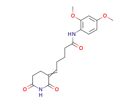 Molecular Structure of 138480-61-2 (Pentanamide,
N-(2,4-dimethoxyphenyl)-5-(2,6-dioxo-3-piperidinylidene)-, (Z)-)