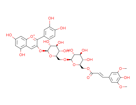 1-Benzopyrylium,2-(3,4-dihydroxyphenyl)-5,7-dihydroxy-3-[[6-O-[6-O-[(2E)-3-(4-hydroxy-3,5-dimethoxyphenyl)-1-oxo-2-propenyl]-b-D-glucopyranosyl]-b-D-glucopyranosyl]oxy]- (9CI)