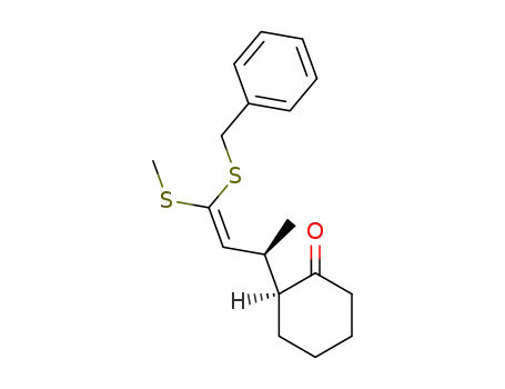 Molecular Structure of 119755-97-4 ((benzylthio-1 methylthio-1 butene-1 yl-3)-2 cyclohexanone)