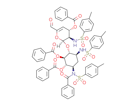 (1-N-5,6-di-O-benzoyl-2-deoxy-1,3-di-N-p-tolylsulfonylstreptamin-4-yl) 3-O-benzoyl-2,4-dideoxy-2-p-tolylsulfonamido-β-L-threo-hex-4-enodialdo-1,5-pyranoside