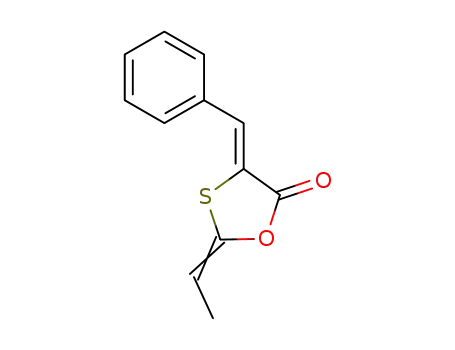 Molecular Structure of 93515-54-9 (1,3-Oxathiolan-5-one, 2-ethylidene-4-(phenylmethylene)-, (Z,Z)-)