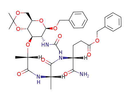 N-<2-O-(benzyl 2-acetamido-2,3-dideoxy-4,6-O-isopropylidene-β-D-glucopyranosid-3-yl)-D-lactoyl>-L-alanyl-D-isoglutamine benzyl ester