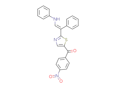 Molecular Structure of 110953-20-3 (Methanone,
(4-nitrophenyl)[2-[1-phenyl-2-(phenylamino)ethenyl]-5-thiazolyl]-)