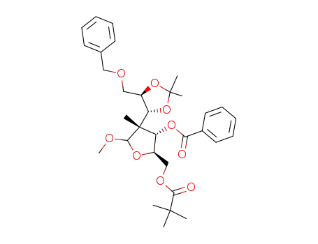Benzoic acid (2R,3S,4R)-4-((4R,5R)-5-benzyloxymethyl-2,2-dimethyl-[1,3]dioxolan-4-yl)-2-(2,2-dimethyl-propionyloxymethyl)-5-methoxy-4-methyl-tetrahydro-furan-3-yl ester