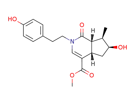 Molecular Structure of 91668-36-9 (methyl (4aS,6S,7R,7aS)-6-hydroxy-2-[2-(4-hydroxyphenyl)ethyl]-7-methyl-1-oxo-2,4a,5,6,7,7a-hexahydro-1H-cyclopenta[c]pyridine-4-carboxylate)