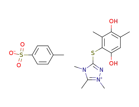 Toluene-4-sulfonate3-(3,6-dihydroxy-2,4-dimethyl-phenylsulfanyl)-1,4,5-trimethyl-4H-[1,2,4]triazol-1-ium;