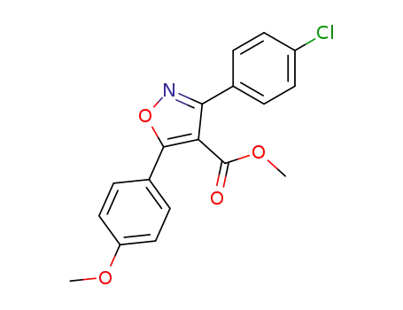 Molecular Structure of 115665-10-6 (3-(4-Chloro-phenyl)-5-(4-methoxy-phenyl)-isoxazole-4-carboxylic acid methyl ester)