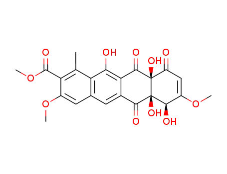 Molecular Structure of 146864-75-7 (methyl 6a,7,10a,12-tetrahydroxy-3,8-dimethoxy-1-methyl-6,10,11-trioxo-6,6a,7,10,10a,11-hexahydrotetracene-2-carboxylate)