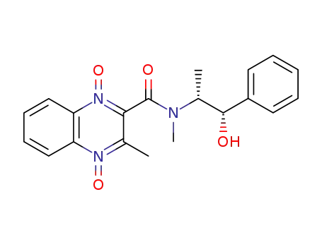 Molecular Structure of 81485-17-8 (2-Quinoxalinecarboxamide, N-(2-hydroxy-1-methyl-2-phenylethyl)-N,3-dim ethyl-, 1,4-dioxide, (R-(R*,S*))-)