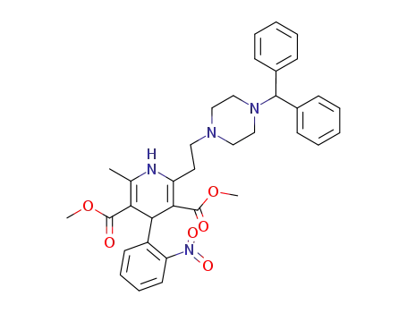 Molecular Structure of 75956-03-5 (2-[2-(4-Benzhydryl-piperazin-1-yl)-ethyl]-6-methyl-4-(2-nitro-phenyl)-1,4-dihydro-pyridine-3,5-dicarboxylic acid dimethyl ester)