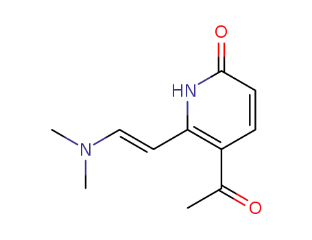 Molecular Structure of 88877-00-3 (5-ACETYL-6-[(E)-2-(DIMETHYLAMINO)ETHENYL]-2(1H)-PYRIDINONE)