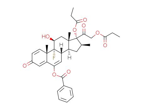 Molecular Structure of 72559-98-9 (9α-fluoro-6,11β,17α,21-tetrahydroxy-16β-methyl-1,4,6-pregnatriene-3,20-dione 6-benzoate 17,21-dipropionate)