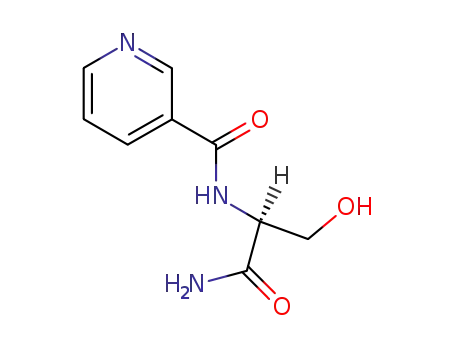 Molecular Structure of 97935-55-2 (3-Pyridinecarboxamide, N-[2-amino-1-(hydroxymethyl)-2-oxoethyl]-,
(S)-)