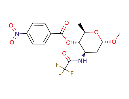 Molecular Structure of 76753-26-9 (methyl-2,3,6-tridesoxy-4-O-p-nitrobenzoyl-3-trifluoroacetamido-α-D-arabino-hexopyranoside)