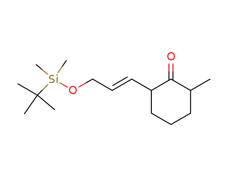 Molecular Structure of 127020-45-5 (2-[(E)-3-(tert-Butyl-dimethyl-silanyloxy)-propenyl]-6-methyl-cyclohexanone)