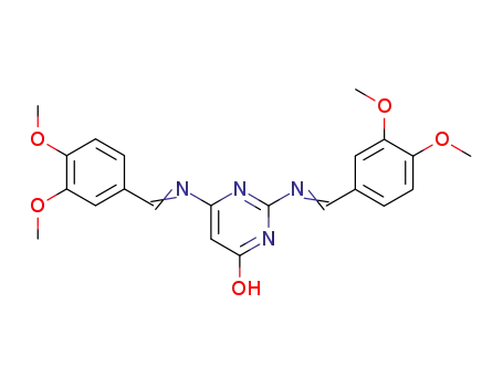 Molecular Structure of 137206-06-5 (4(1H)-Pyrimidinone, 2,6-bis[[(3,4-dimethoxyphenyl)methylene]amino]-)