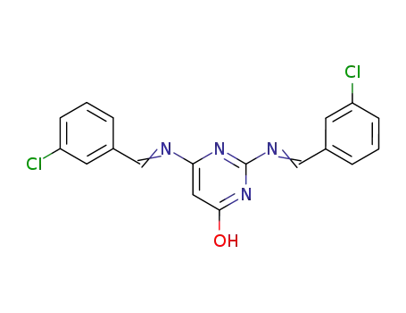 Molecular Structure of 137205-97-1 (4(1H)-Pyrimidinone, 2,6-bis[[(3-chlorophenyl)methylene]amino]-)