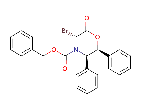 Molecular Structure of 117527-28-3 ((3R,5R,6S)-3-Bromo-2-oxo-5,6-diphenyl-morpholine-4-carboxylic acid benzyl ester)