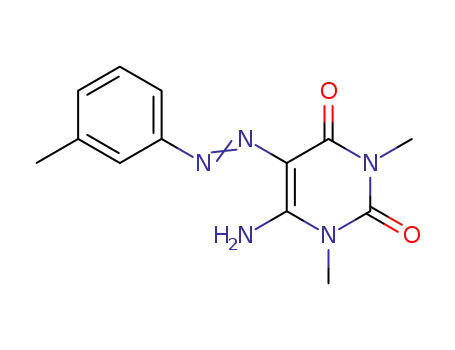 Molecular Structure of 54014-83-4 (2,4(1H,3H)-Pyrimidinedione,
6-amino-1,3-dimethyl-5-[(3-methylphenyl)azo]-)