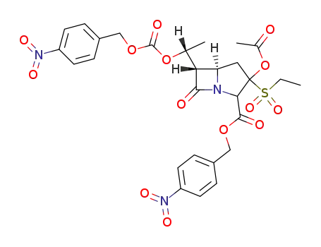 (5R,6S)-3-Acetoxy-3-ethanesulfonyl-6-[(R)-1-(4-nitro-benzyloxycarbonyloxy)-ethyl]-7-oxo-1-aza-bicyclo[3.2.0]heptane-2-carboxylic acid 4-nitro-benzyl ester