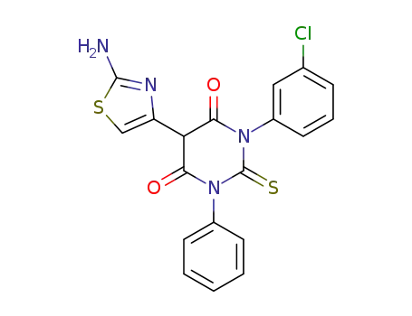 Molecular Structure of 138652-87-6 (4,6(1H,5H)-Pyrimidinedione,
5-(2-amino-4-thiazolyl)-1-(3-chlorophenyl)dihydro-3-phenyl-2-thioxo-)