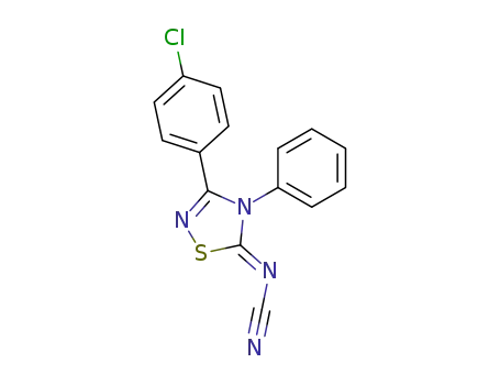 Molecular Structure of 138572-14-2 (Cyanamide,
[3-(4-chlorophenyl)-4-phenyl-1,2,4-thiadiazol-5(4H)-ylidene]-)