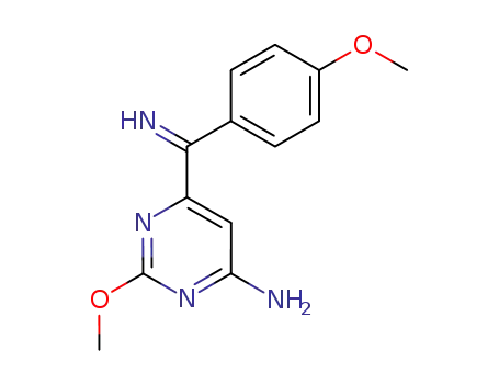 Molecular Structure of 143467-66-7 (6-[(E)-imino(4-methoxyphenyl)methyl]-2-methoxypyrimidin-4-amine)