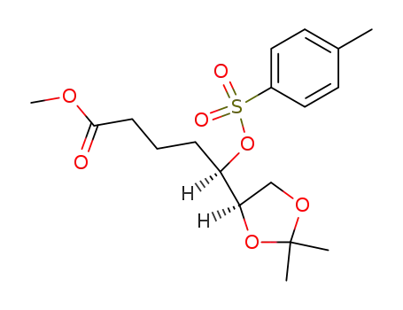 Molecular Structure of 79308-48-8 ((R)-5-((R)-2,2-Dimethyl-[1,3]dioxolan-4-yl)-5-(toluene-4-sulfonyloxy)-pentanoic acid methyl ester)