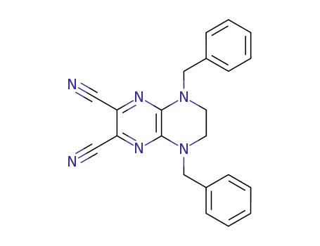 Molecular Structure of 116785-93-4 (Pyrazino[2,3-b]pyrazine-2,3-dicarbonitrile,
5,6,7,8-tetrahydro-5,8-bis(phenylmethyl)-)
