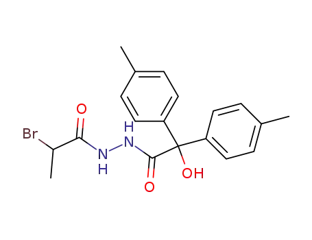 Molecular Structure of 128156-82-1 (Benzeneacetic acid, a-hydroxy-4-methyl-a-(4-methylphenyl)-,2-(2-bromo-1-oxopropyl)hydrazide)