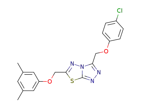 Molecular Structure of 137266-15-0 (3-(4-Chloro-phenoxymethyl)-6-(3,5-dimethyl-phenoxymethyl)-[1,2,4]triazolo[3,4-b][1,3,4]thiadiazole)