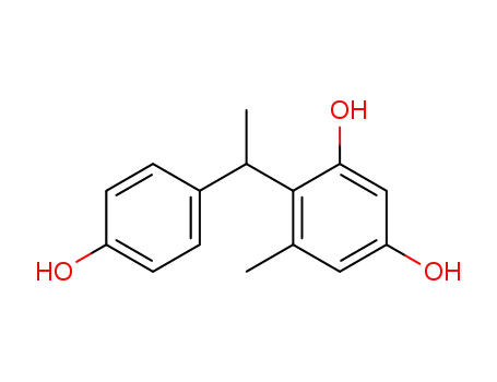 Molecular Structure of 156998-32-2 (4-[1-(4-Hydroxy-phenyl)-ethyl]-5-methyl-benzene-1,3-diol)