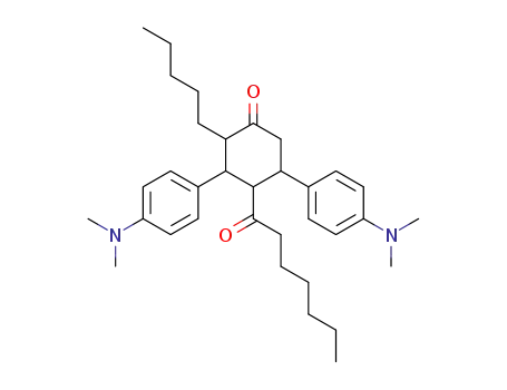Molecular Structure of 54951-60-9 (3,5-bis[4-(dimethylamino)phenyl]-4-heptanoyl-2-pentylcyclohexanone)