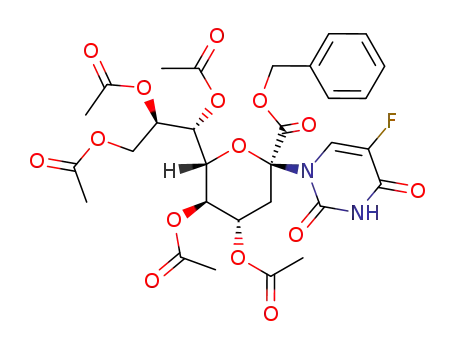 benzyl 4,5,7,8,9-penta-O-acetyl-2,3-dideoxy-2-(2,4-dioxo-5-fluoro-1,2,3,4-tetrahydropyrimidin-1-yl)-D-glycero-β-D-galacto-2-nonulopyranosonate