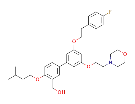 Molecular Structure of 180135-53-9 ([3'-[2-(4-Fluoro-phenyl)-ethoxy]-4-(3-methyl-butoxy)-5'-(2-morpholin-4-yl-ethoxy)-biphenyl-3-yl]-methanol)