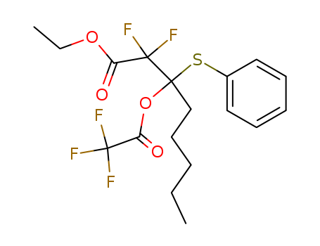 Molecular Structure of 185422-95-1 (Octanoic acid, 2,2-difluoro-3-(phenylthio)-3-[(trifluoroacetyl)oxy]-, ethyl
ester)
