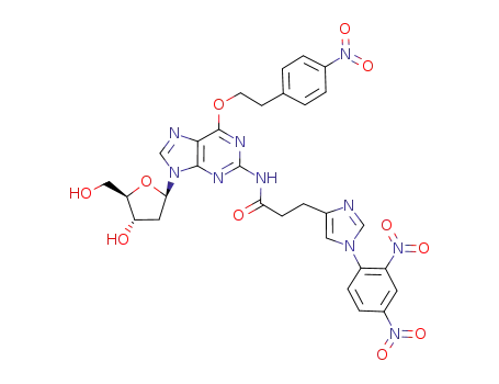 3-[1-(2,4-Dinitro-phenyl)-1H-imidazol-4-yl]-N-{9-((2R,4S,5R)-4-hydroxy-5-hydroxymethyl-tetrahydro-furan-2-yl)-6-[2-(4-nitro-phenyl)-ethoxy]-9H-purin-2-yl}-propionamide
